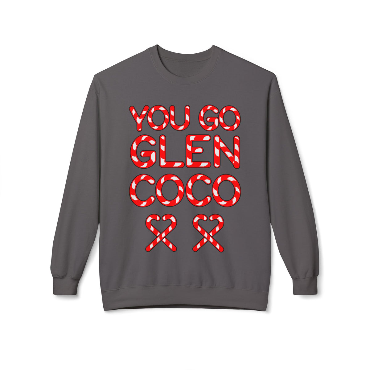 "You Go Glen Coco" Candy Cane Holiday Graphic Crewneck Sweatshirt