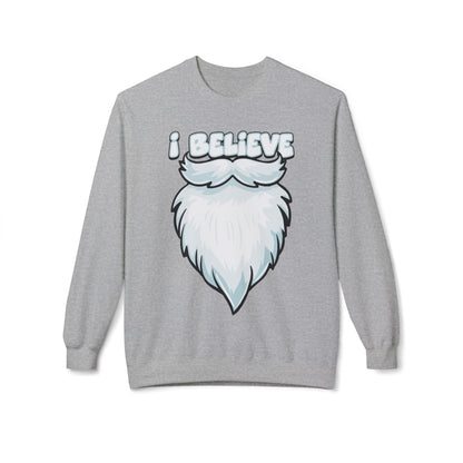 "I Believe" Santa Beard Holiday Crewneck Sweatshirt