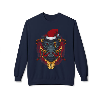 Boar Head Santa — Ugly Holiday Crewneck Sweater