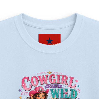 Kids Tee — "Cowgirl at Heart" Colorful Western Graphic (Cowgirl & Wild Print)