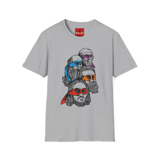 Retro Bearded Heroes T-Shirt — Color Mask Vintage Illustration
