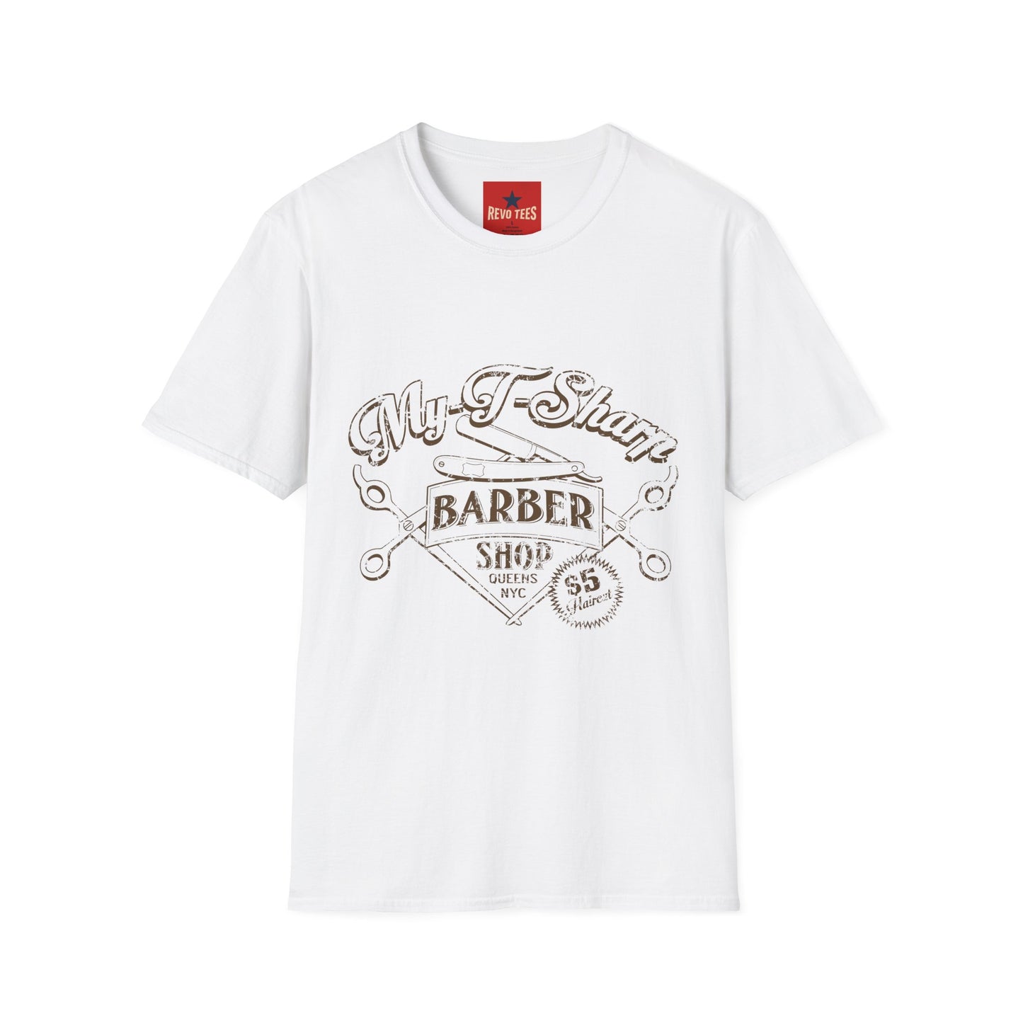 Barber Shop Graphic T‑Shirt — 'My T‑Shirt Barber Shop' Vintage Logo Tee