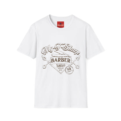 Barber Shop Graphic T‑Shirt — 'My T‑Shirt Barber Shop' Vintage Logo Tee