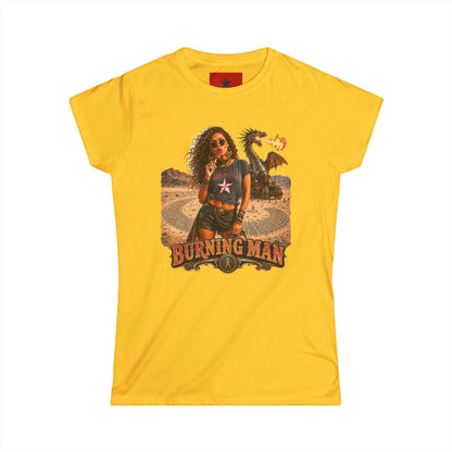 Burning Man Women's Softstyle Tee — Minimal White Festival Tee