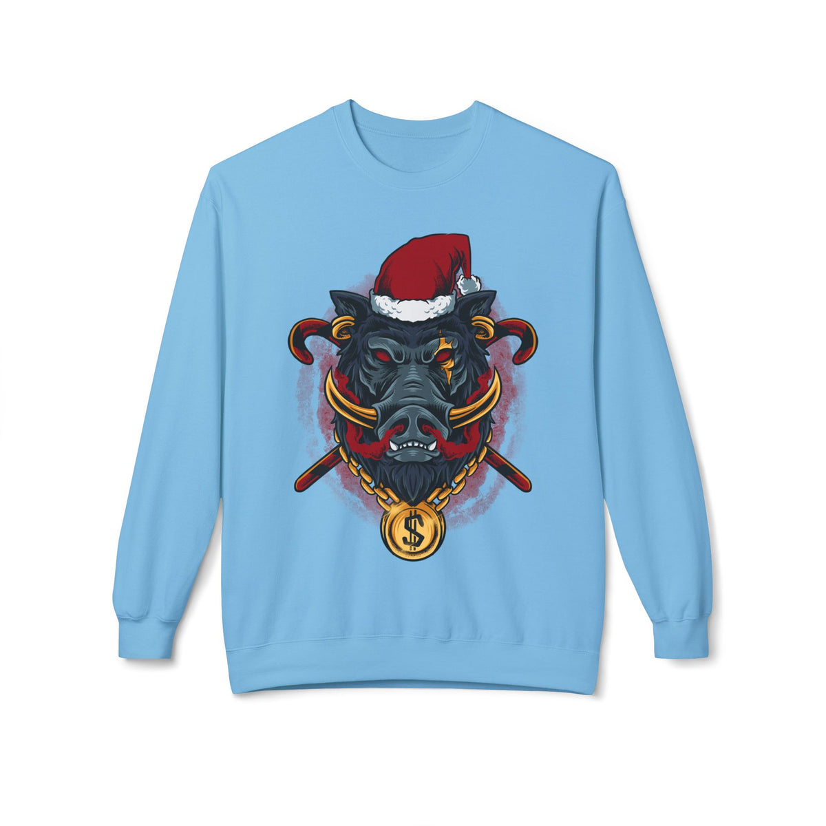 Boar Head Santa — Ugly Holiday Crewneck Sweater