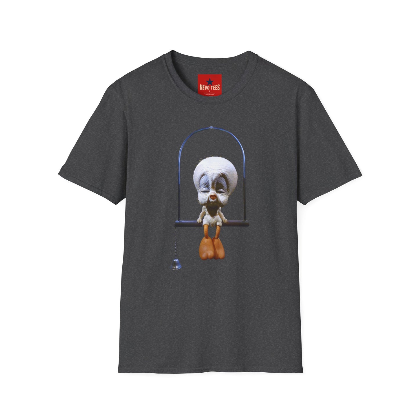 Banky Vintage Bird on Swing T-Shirt — Whimsical Retro Chick Graphic Tee