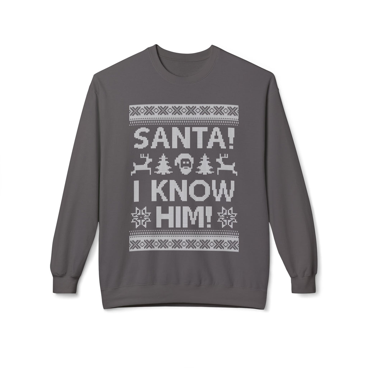 Elf Movie "Santa! I Know Him!" Holiday Ugly Sweater Design Crewneck Sweatshirt —