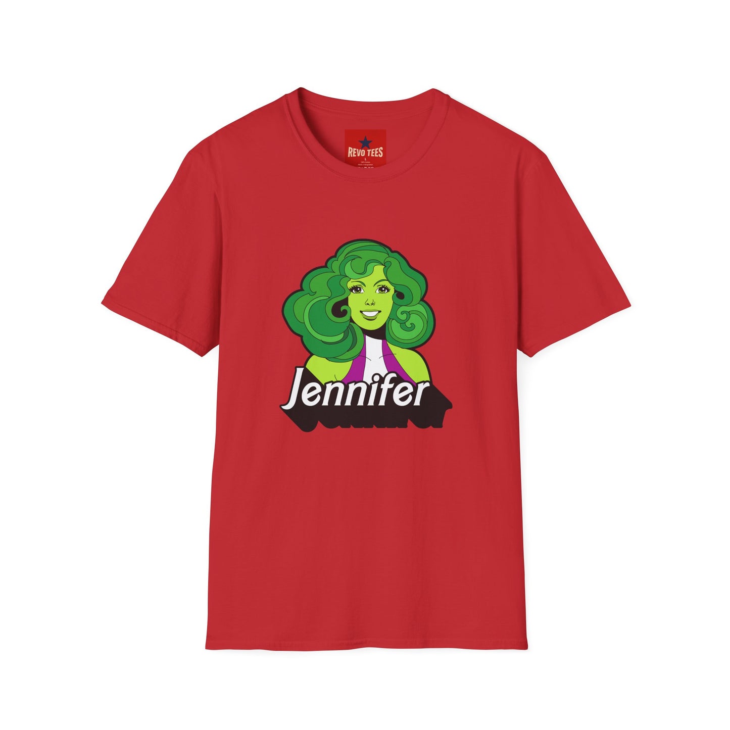 Green Hair Girl T-Shirt — Personalized Name Graphic Tee (e.g., Jennifer)