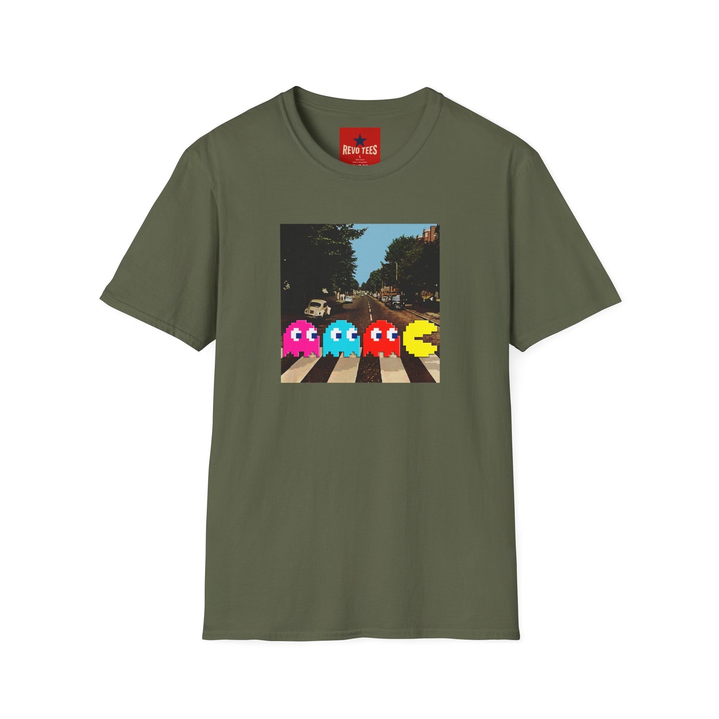 Pac‑City Arcade T‑Shirt — Retro Pixel Ghosts Crossing Graphic Tee