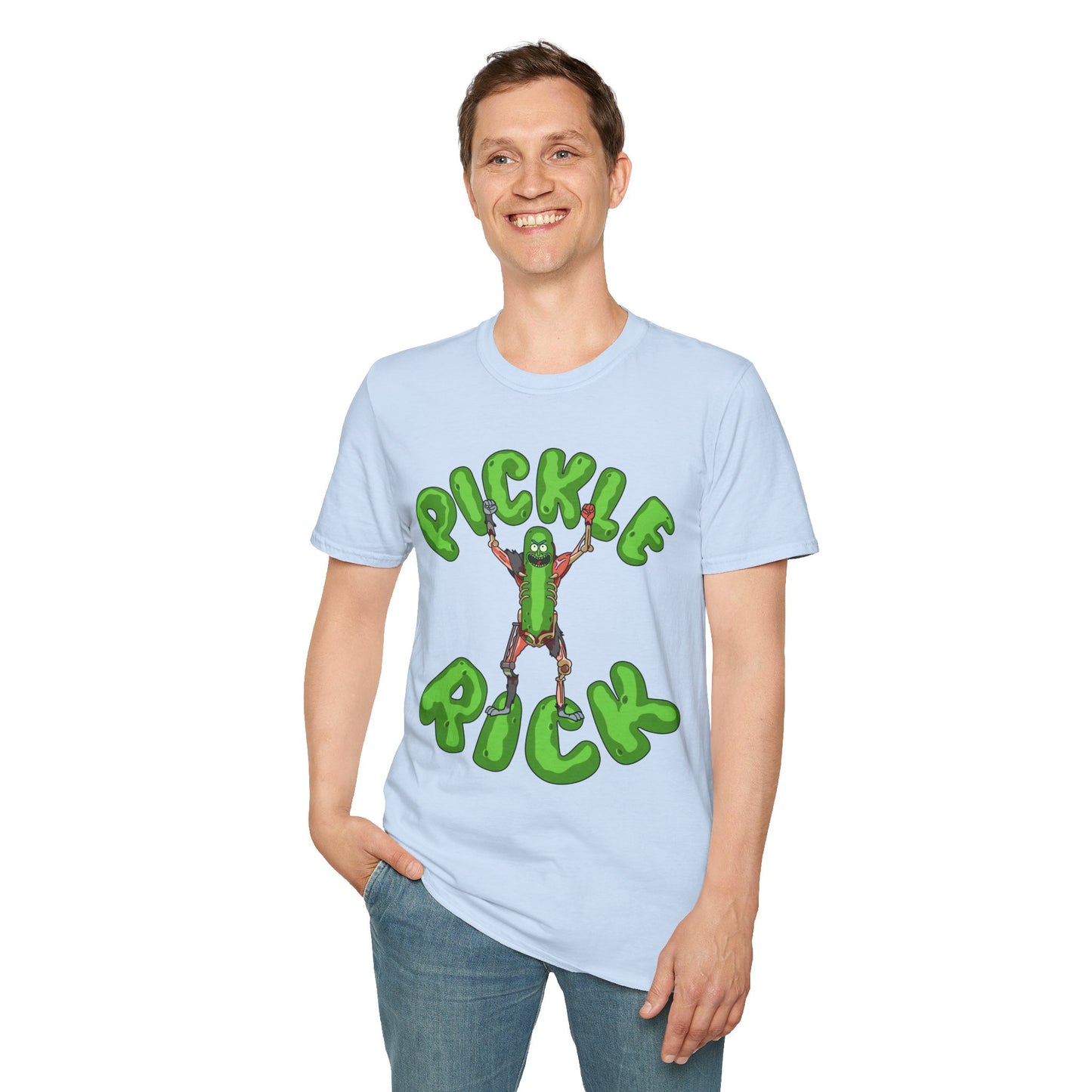 Pickle Rick T-Shirt — Funny Cartoon Pickle Character Tee for Fans & Gifts