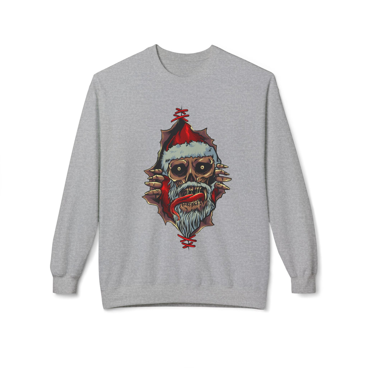 Skull Santa Crewneck Sweatshirt — Horror Christmas Graphic