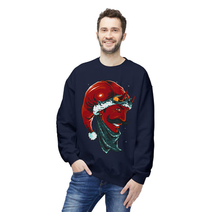 Devil Santa — Vintage Holiday Demon Graphic Crewneck Sweatshirt