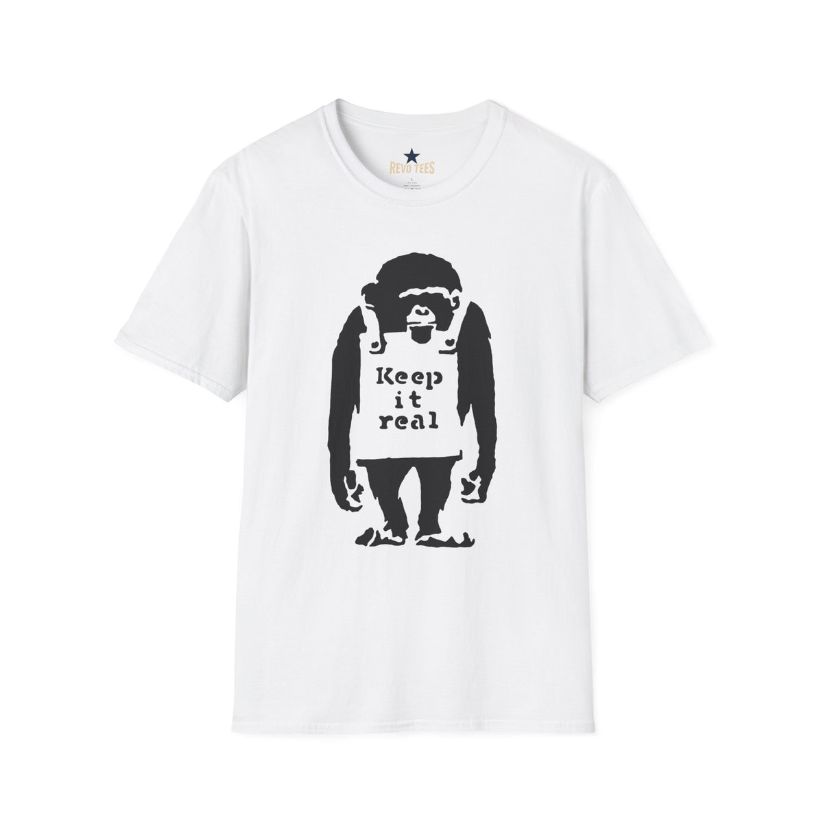 Revotees Banksy Keep It Real Monkey Graphic Vintage Streetwear Casual Gift T-Shirt