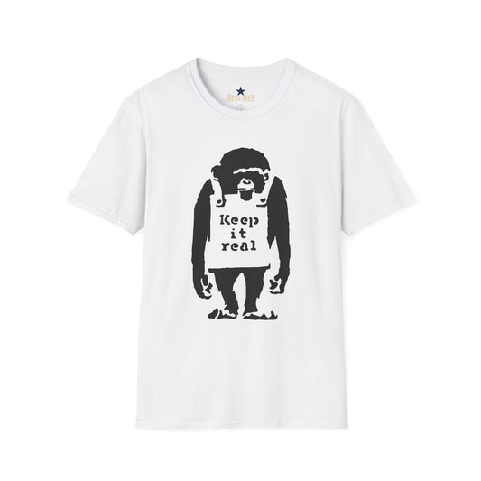 Revotees Banksy Keep It Real Monkey Graphic Vintage Streetwear Casual Gift T-Shirt
