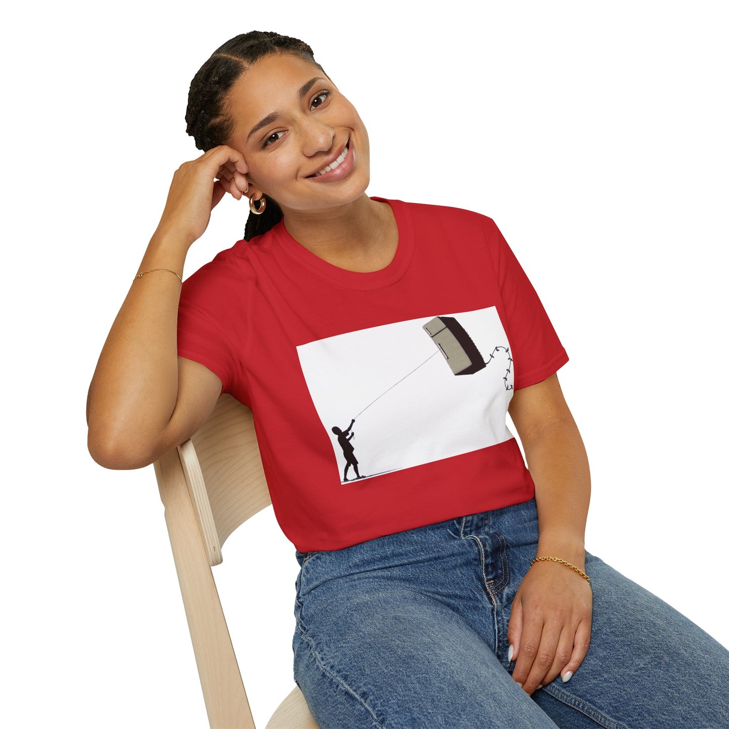 T-Shirt — Banksy-Style Kite Refrigerator Street Art Tee