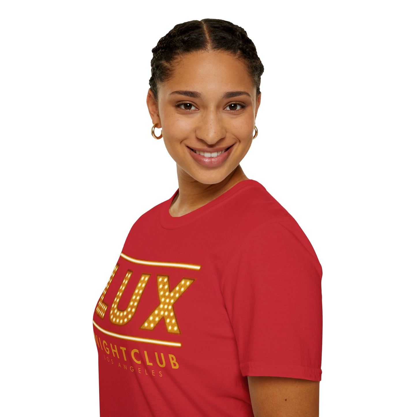 LUX Nightclub Graphic T-Shirt — Retro Marquee Sign Tee for Club Fans & Party Nights