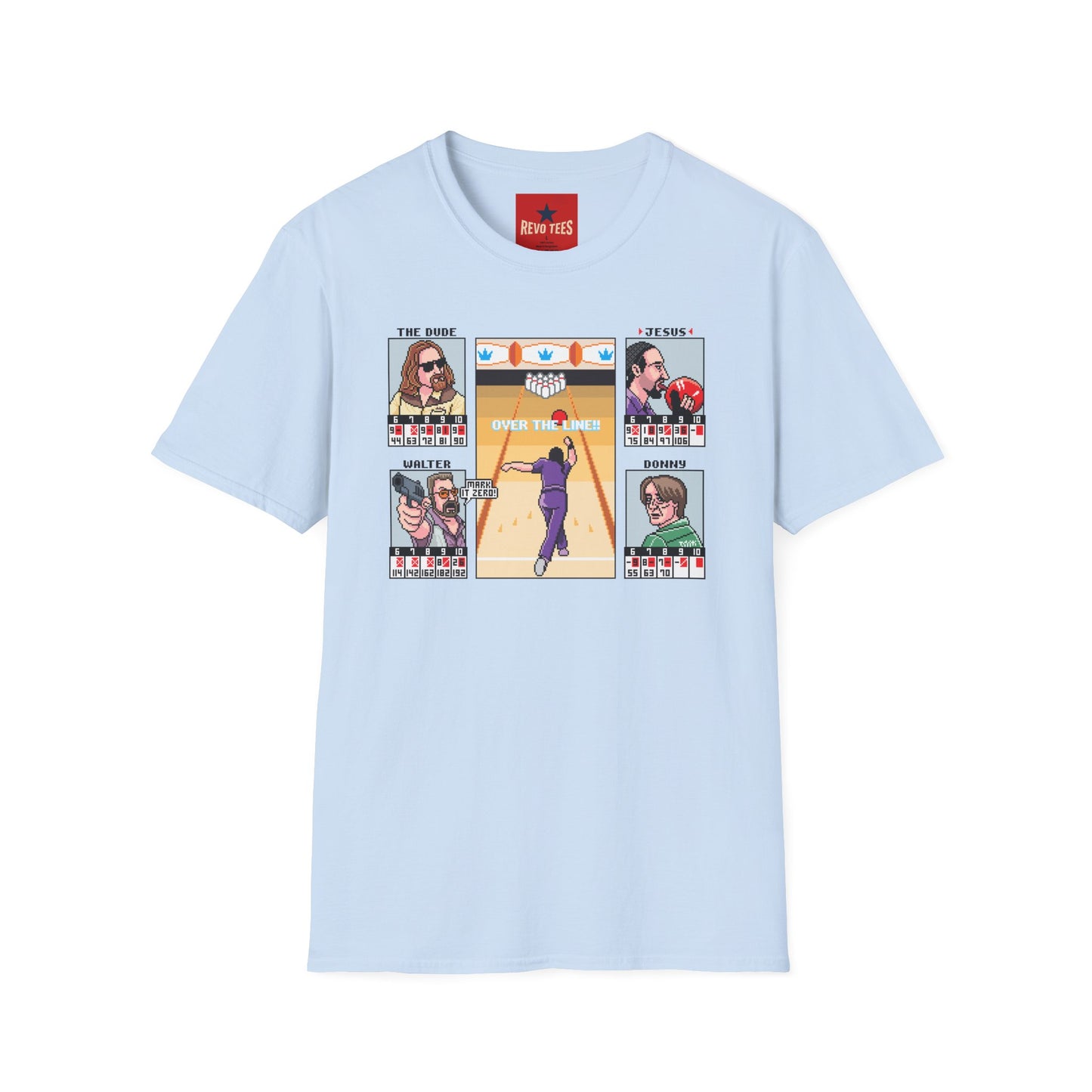 The Big Lebowski Bowling Grid T-Shirt – "Over the Line" Retro Gamer Design
