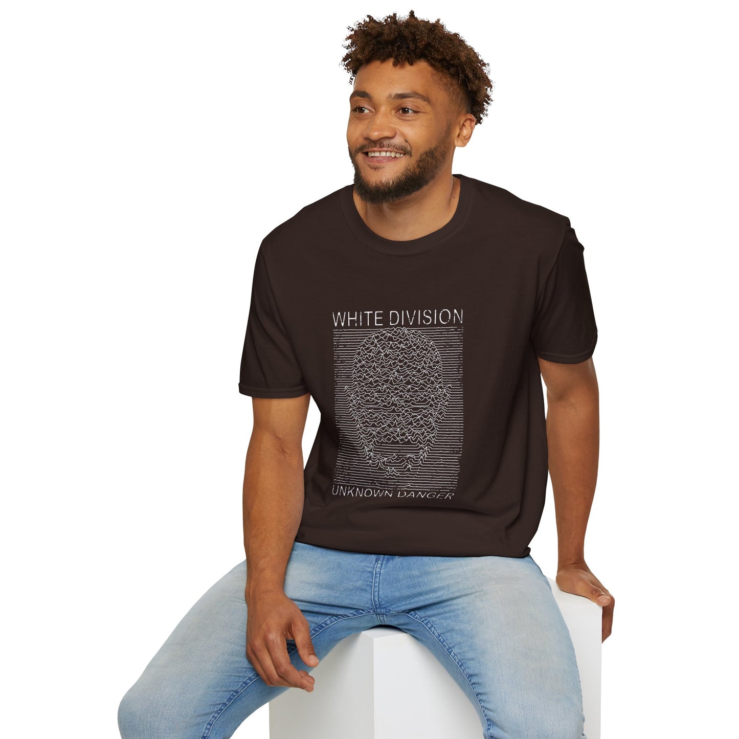 White Division Graphic T‑Shirt — Unknown Danger Retro Wave Design