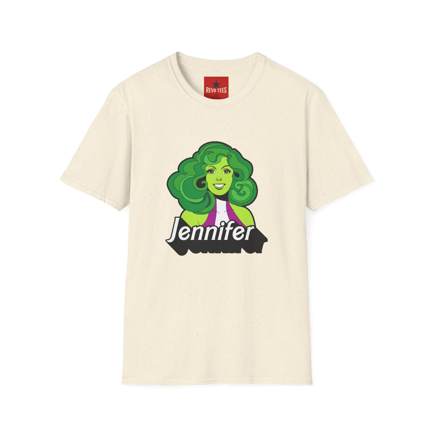 Green Hair Girl T-Shirt — Personalized Name Graphic Tee (e.g., Jennifer)
