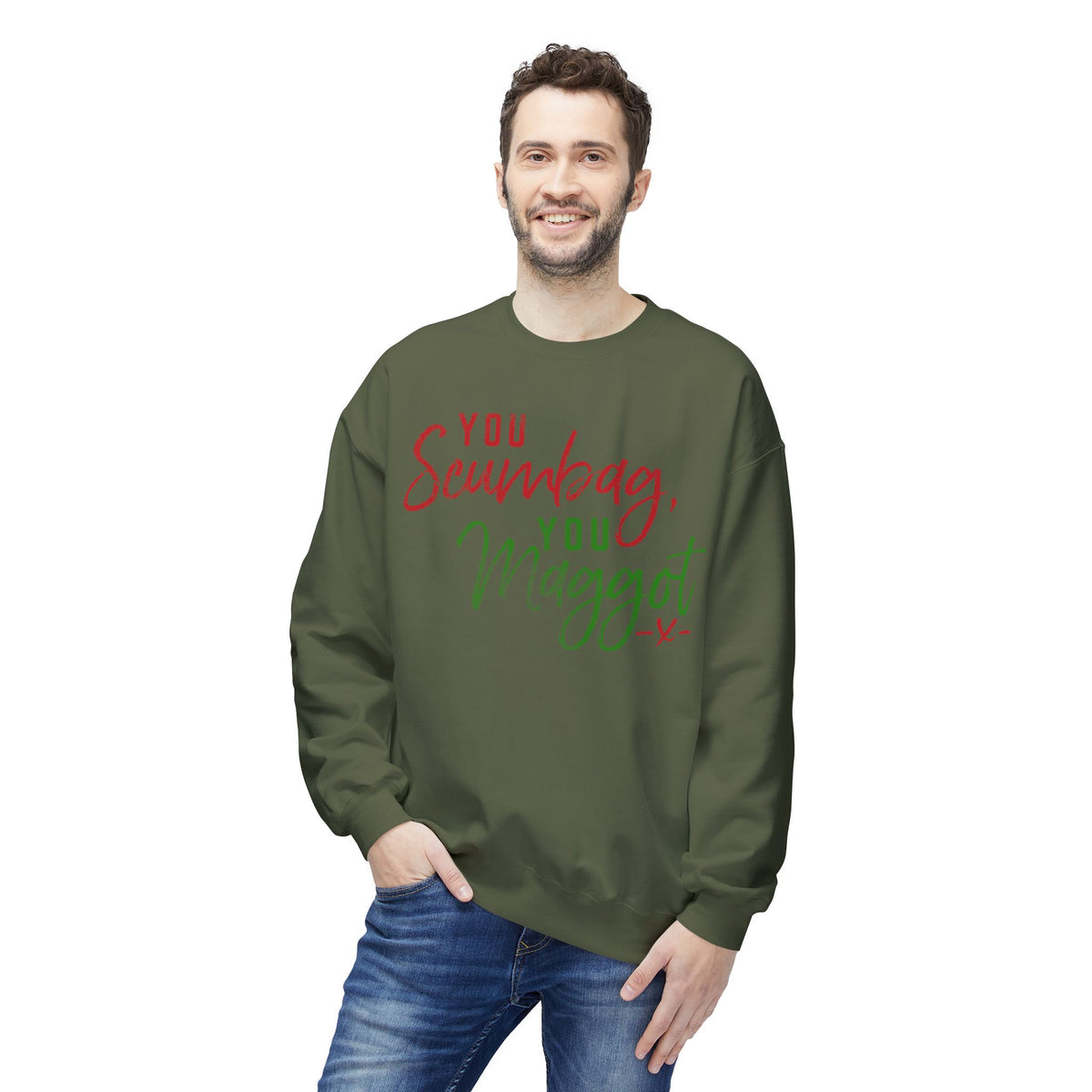 "You Scumbag, You Maggot" Festive Fairy Tale of New York Script Crewneck Sweatshirt