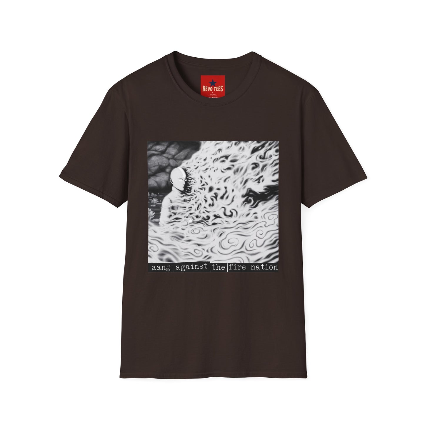 Surreal Flame Portrait T-Shirt — Black & White Abstract Face with Flames