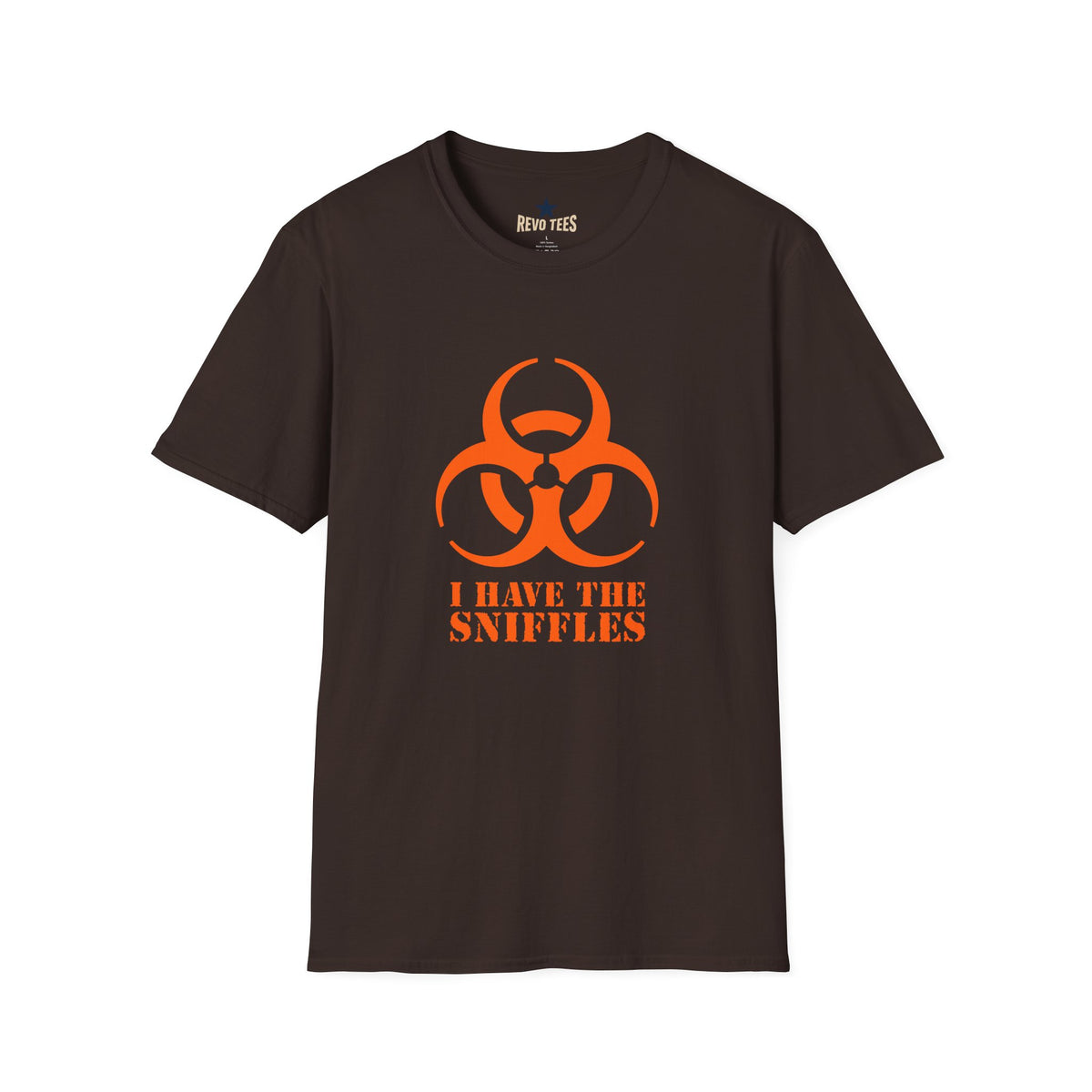 Revotees Graphic Orange Biohazard Icon with I Have the Sniffles T-Shirt - alternate view 5