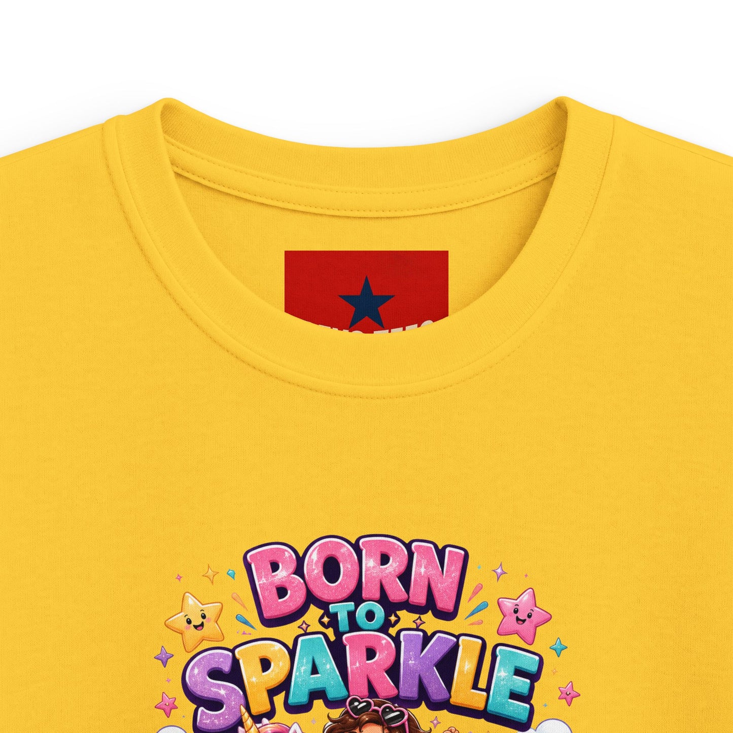 Kids Tee — "Born to Sparkle" Rainbow Unicorn Girl Shirt