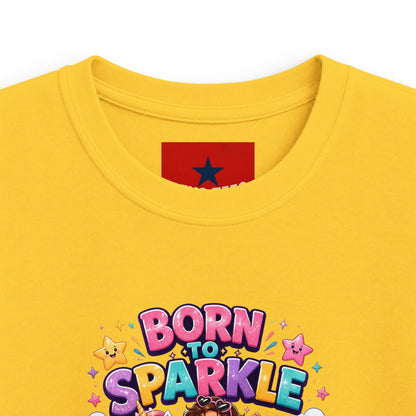 Kids Tee — "Born to Sparkle" Rainbow Unicorn Girl Shirt