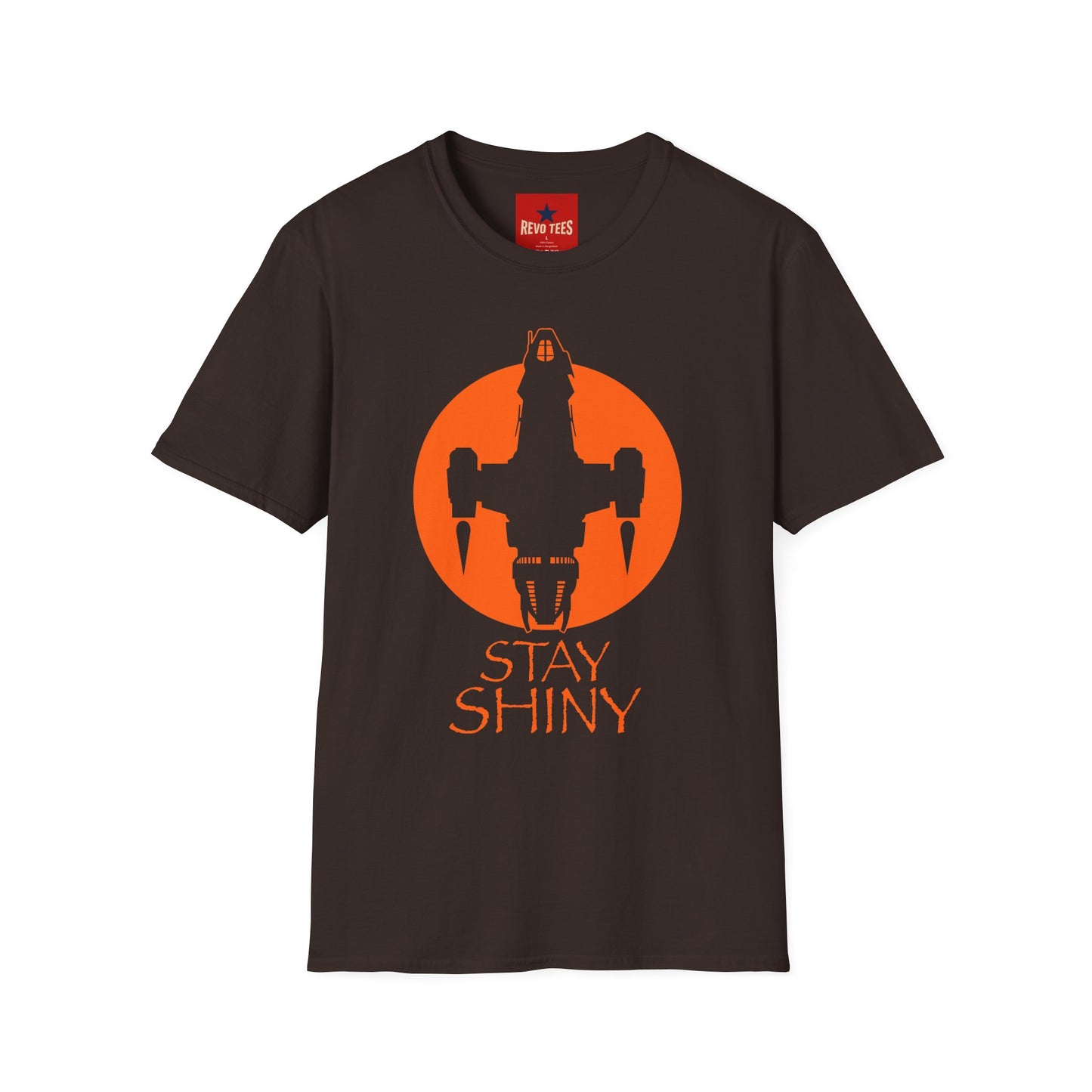 Stay Shiny T‑Shirt — Retro Firefly Ship Graphic Tee