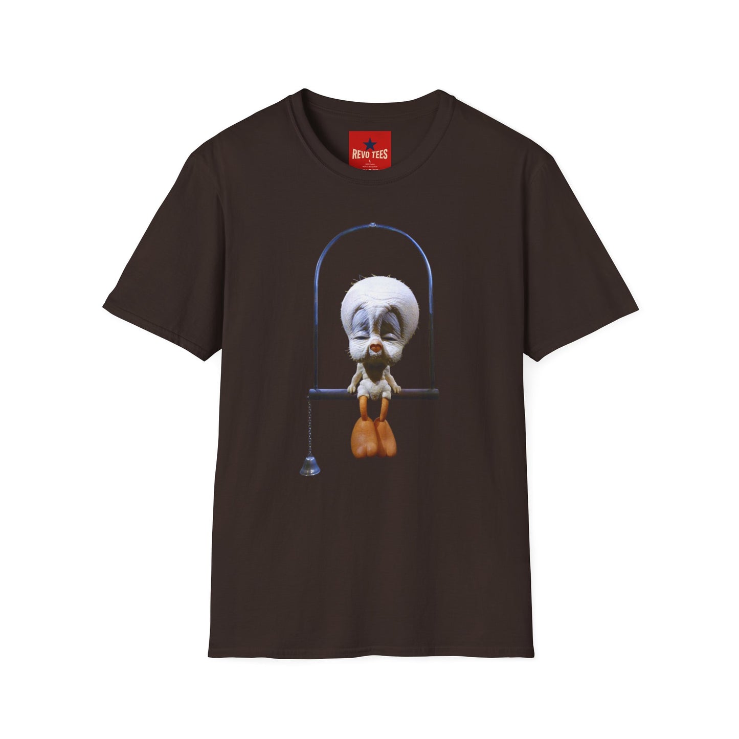 Banky Vintage Bird on Swing T-Shirt — Whimsical Retro Chick Graphic Tee