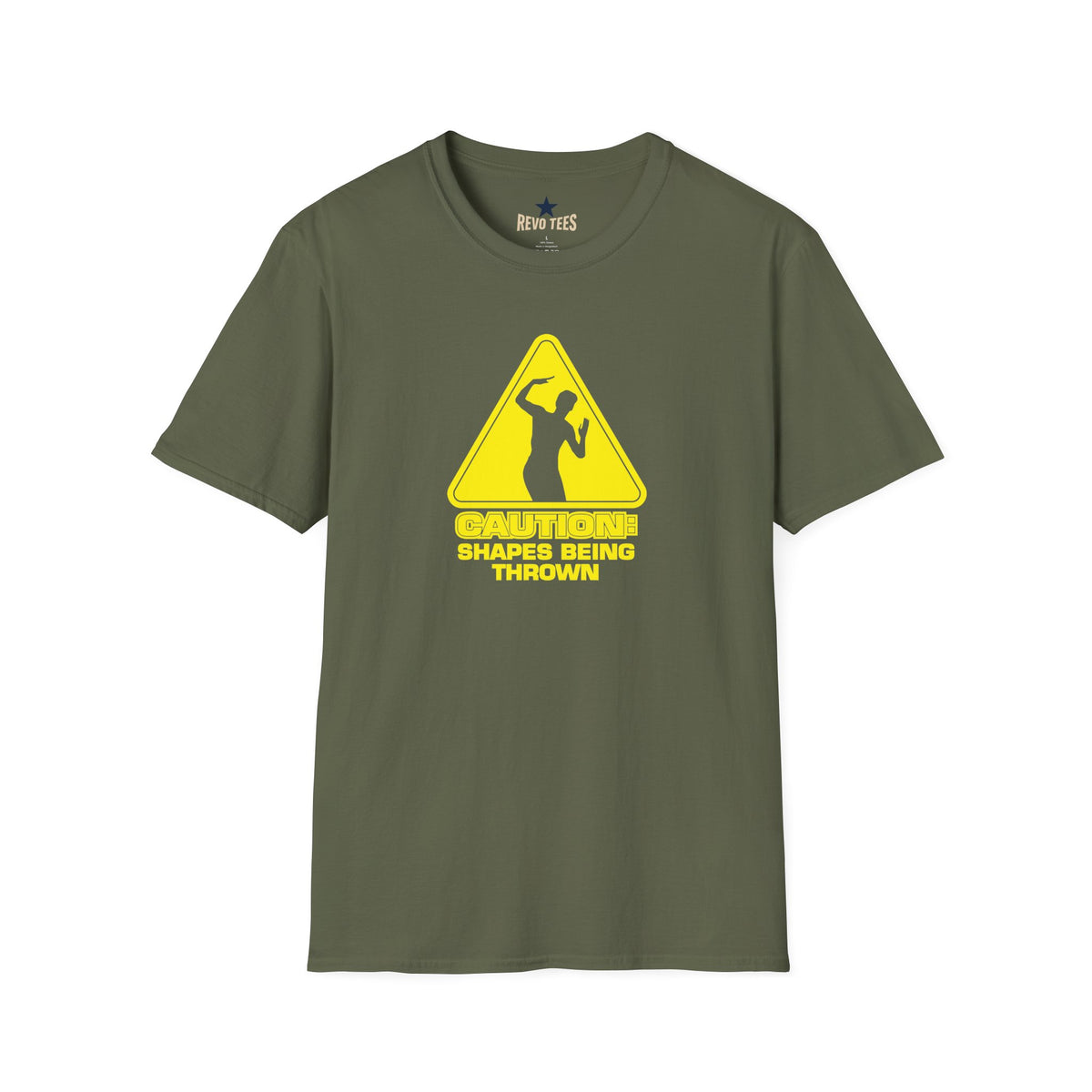 Revotees Caution Throwing Shapes Unisex Softstyle T-Shirt - alternate view 4
