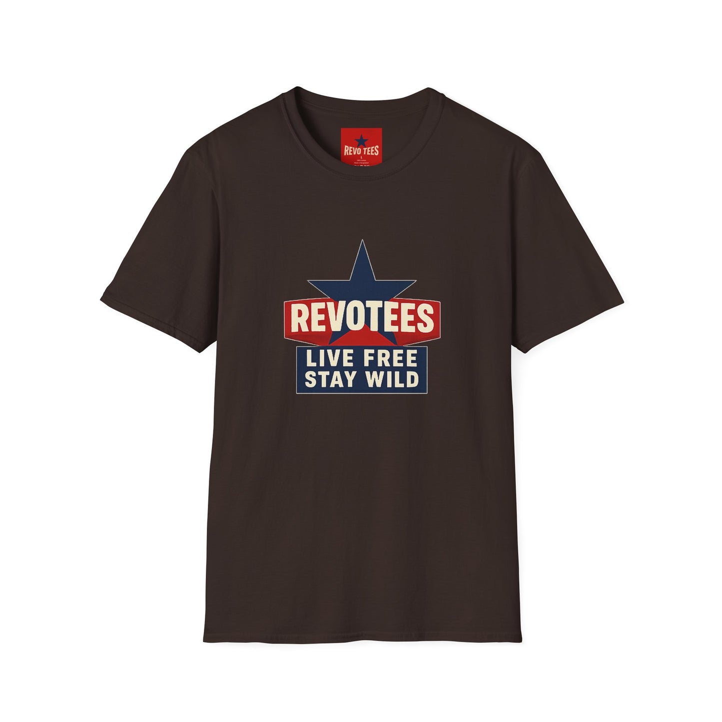 T-Shirt — REVOTEES “Live Free Stay Wild” Retro Star Tee