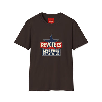 T-Shirt — REVOTEES “Live Free Stay Wild” Retro Star Tee