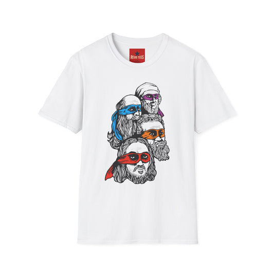 Retro Bearded Heroes T-Shirt — Color Mask Vintage Illustration
