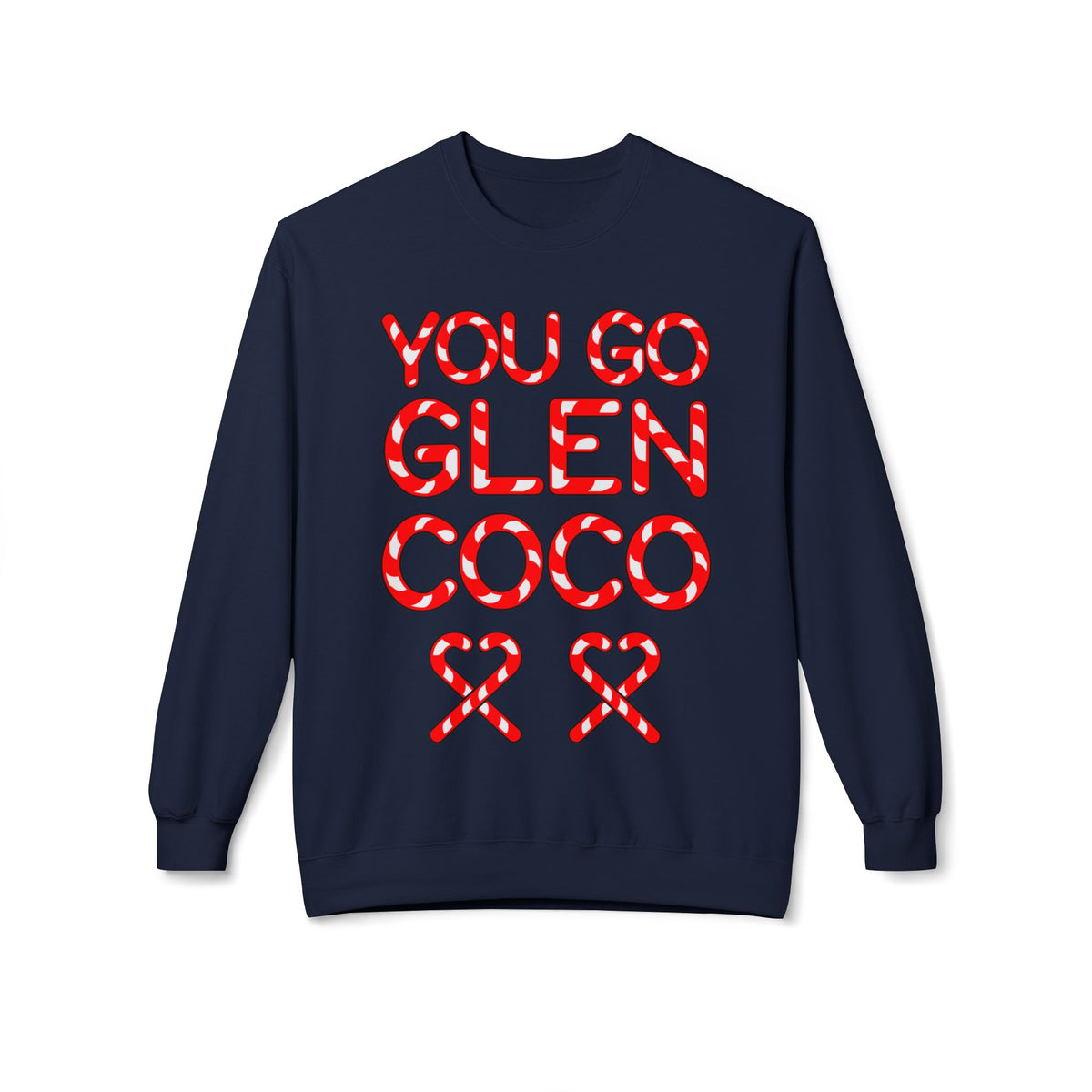 "You Go Glen Coco" Candy Cane Holiday Graphic Crewneck Sweatshirt