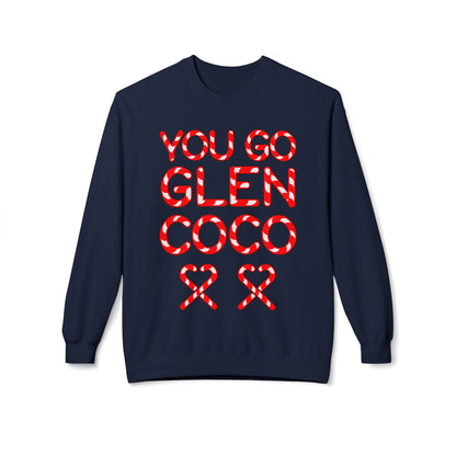 "You Go Glen Coco" Candy Cane Holiday Graphic Crewneck Sweatshirt