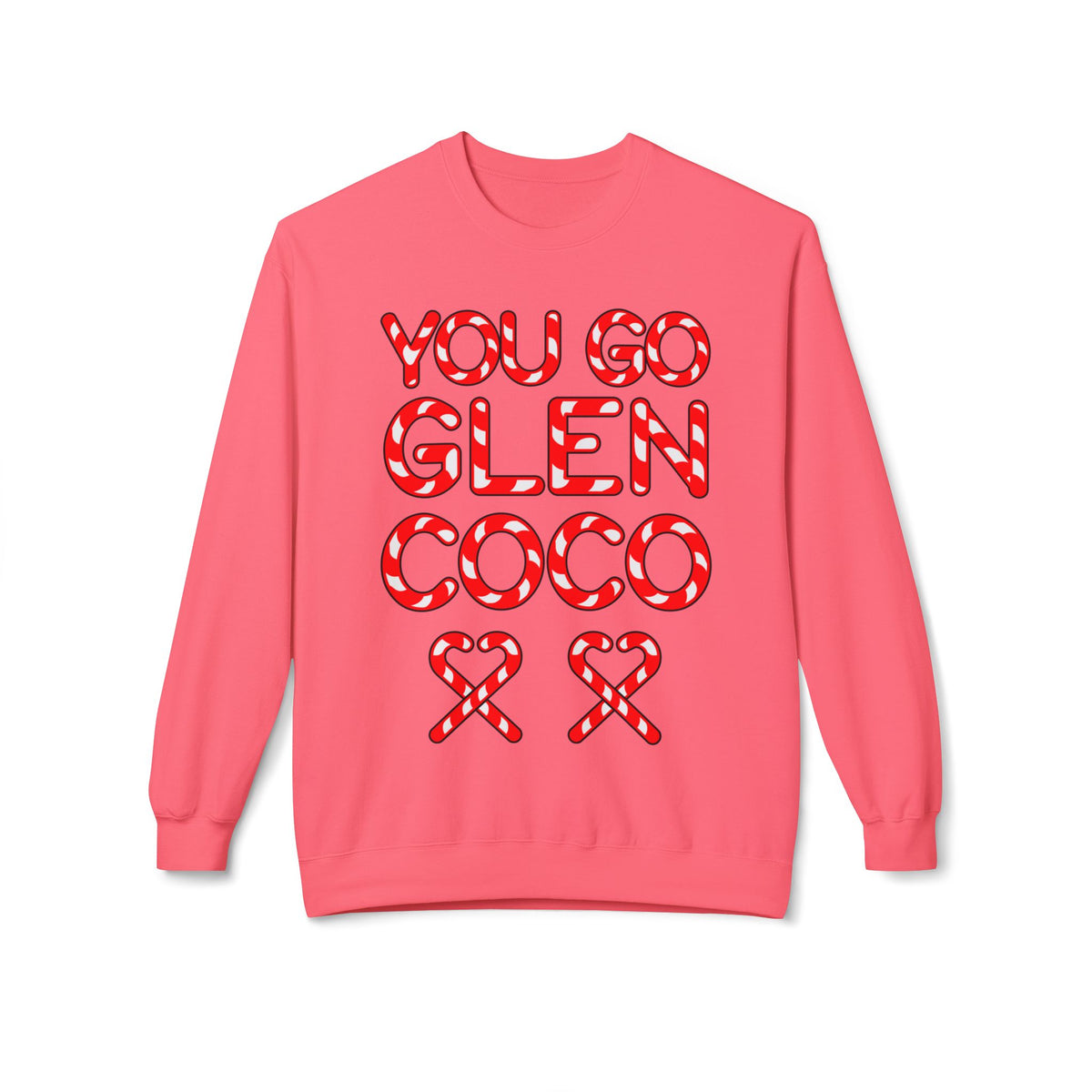 "You Go Glen Coco" Candy Cane Holiday Graphic Crewneck Sweatshirt