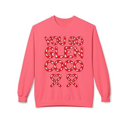 "You Go Glen Coco" Candy Cane Holiday Graphic Crewneck Sweatshirt