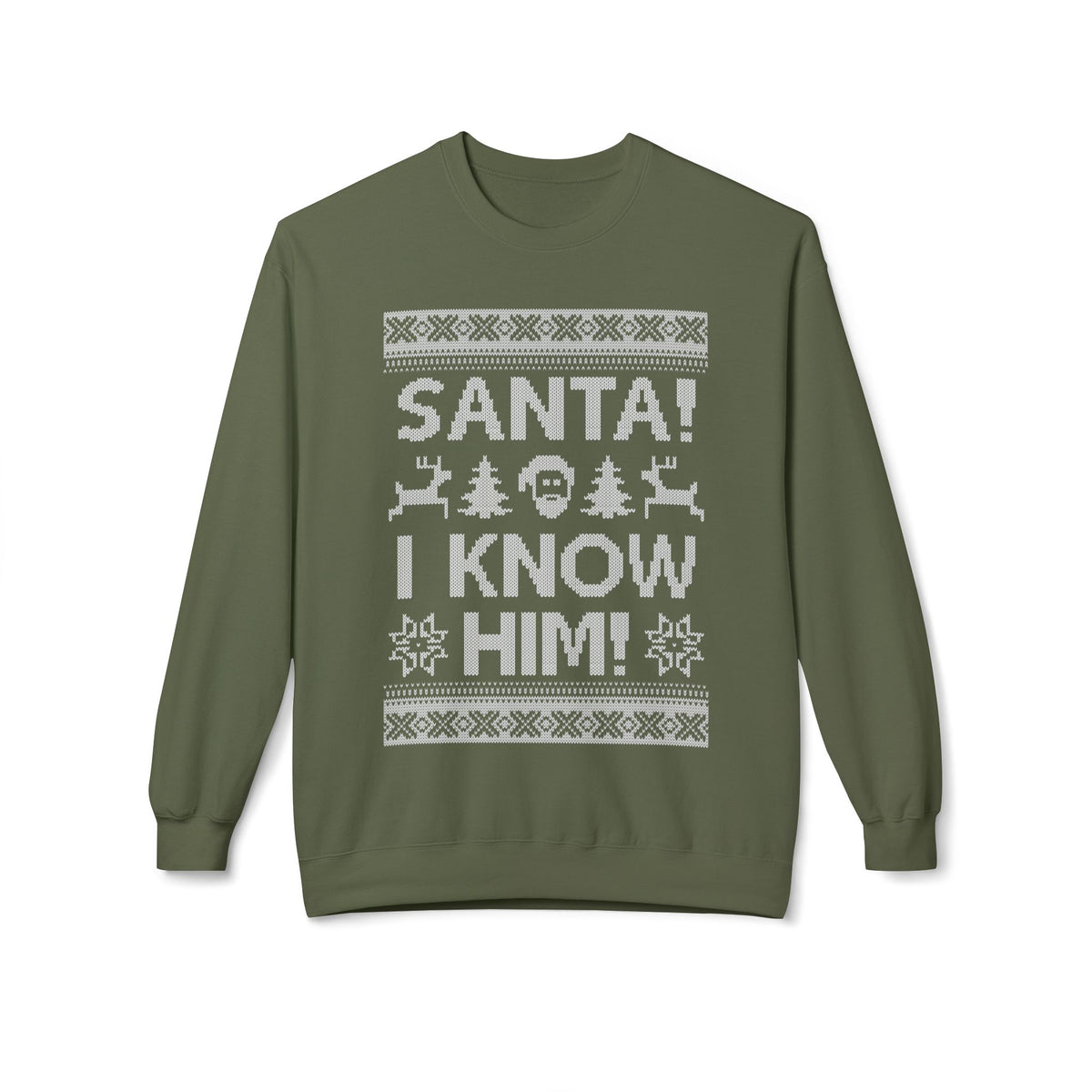Elf Movie "Santa! I Know Him!" Holiday Ugly Sweater Design Crewneck Sweatshirt —