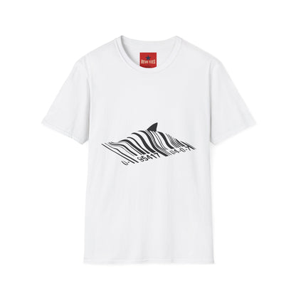 Whale Wave T-Shirt — Minimal Black Stripe Whale Design
