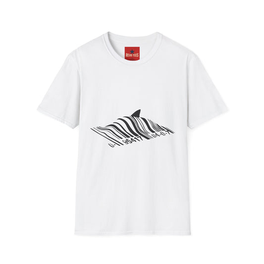 Whale Wave T-Shirt — Minimal Black Stripe Whale Design