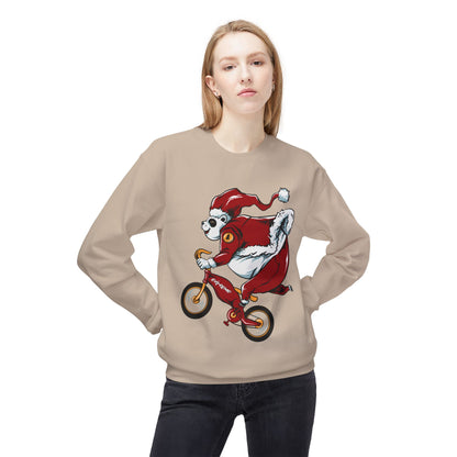 Santa Bear BMX Sweatshirt — Funny Christmas Cycling Holiday Crewneck