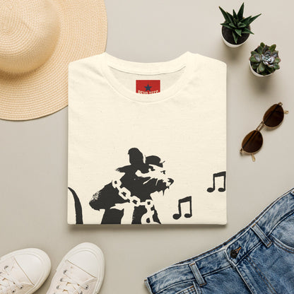 Music Cat T-Shirt — Black Silhouette Singing Rat Graphic Tee