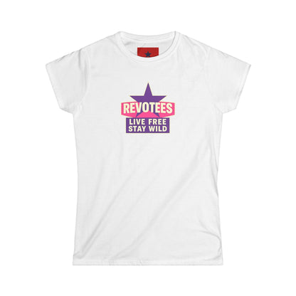 Revotees "Live Free Stay Wild" Women's Tee — Retro Star Graphic T-Shirt