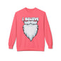 "I Believe" Santa Beard Holiday Crewneck Sweatshirt