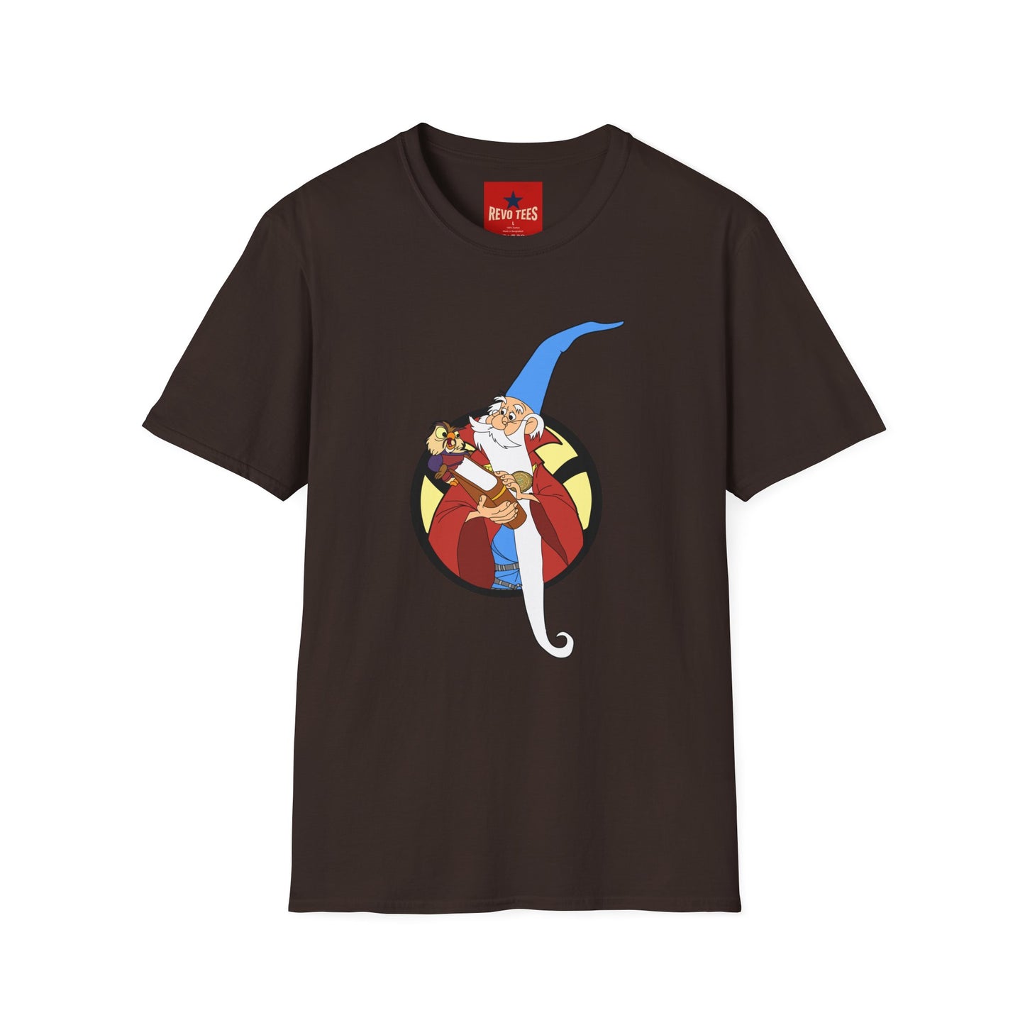 Wizard Illustration T-Shirt — Vintage Blue-Hat Wizard Graphic Tee