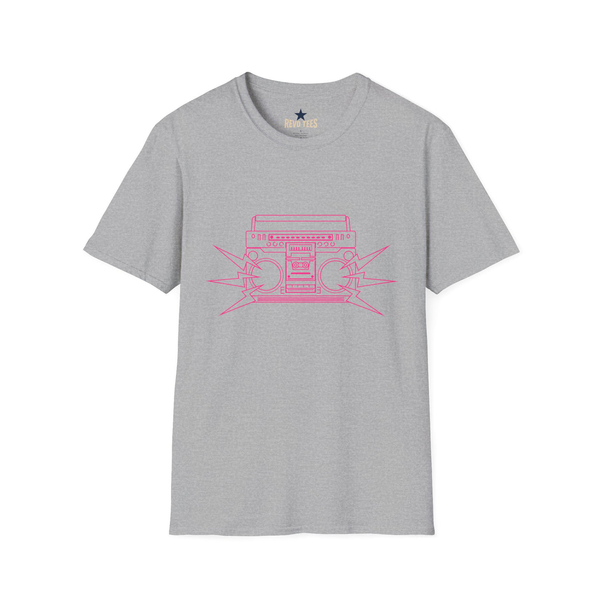Revotees Retro Boombox Pink Line Art Vintage Radio Graphic T-Shirt - alternate view 4
