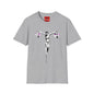 Banksy Crucifixion Balance Tee — Stenciled Jesus Holding Gift Bags Graphic T-Shirt