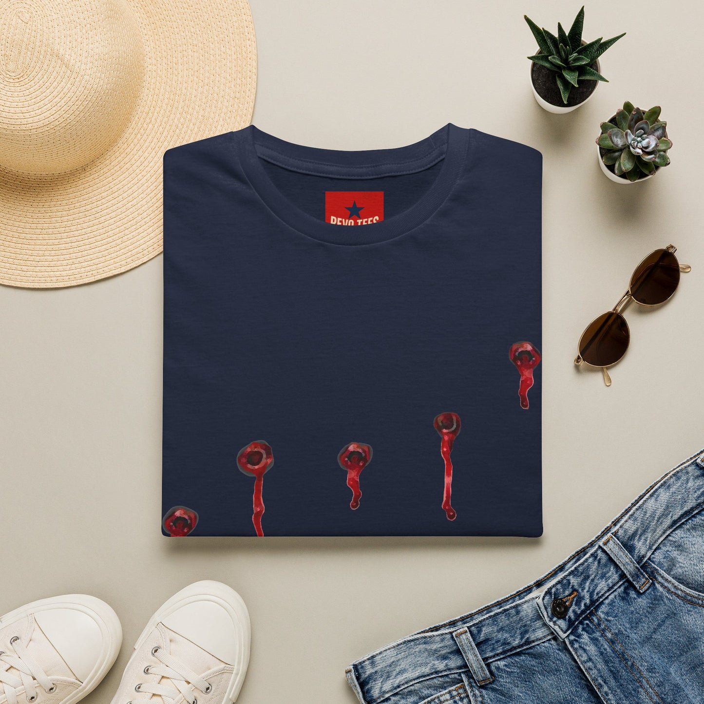 T-Shirt — Minimal Red Drip Eyeballs Graphic Tee