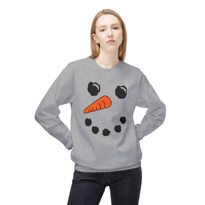 Snowman Face Crewneck Sweatshirt — Cute Winter Holiday Pullover